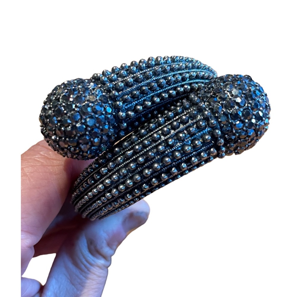 Vintage bedazzled hinged cuff bracelet